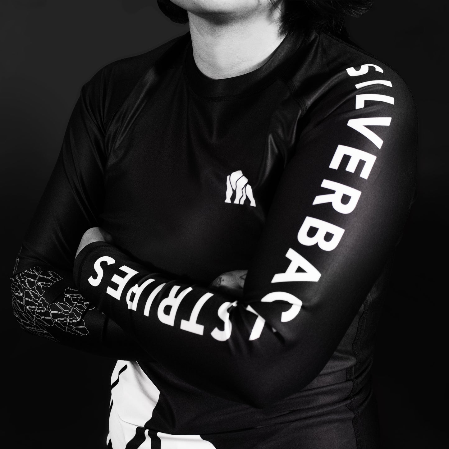 Silverback Black & White Long Sleeve Rash Guard V.1