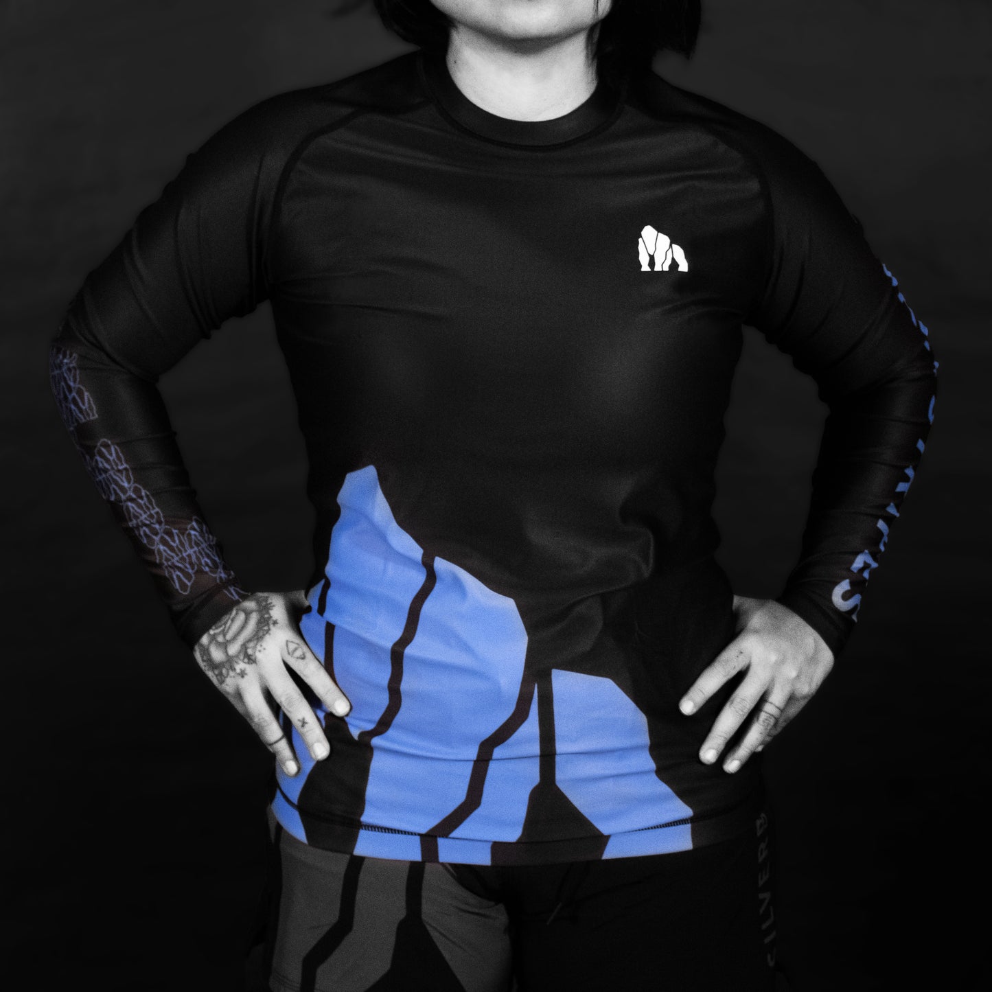 Silverback Black & Blue Long Sleeve Rash Guard V.1