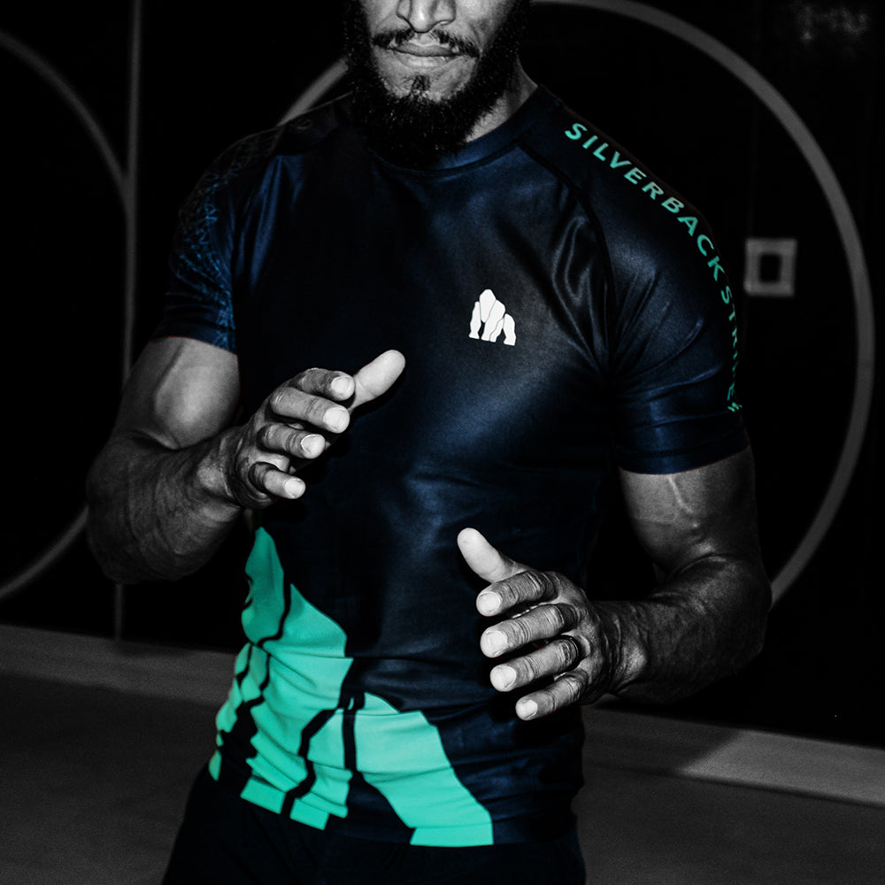 Silverback Black & Green Short Sleeve Rash Guard V.1